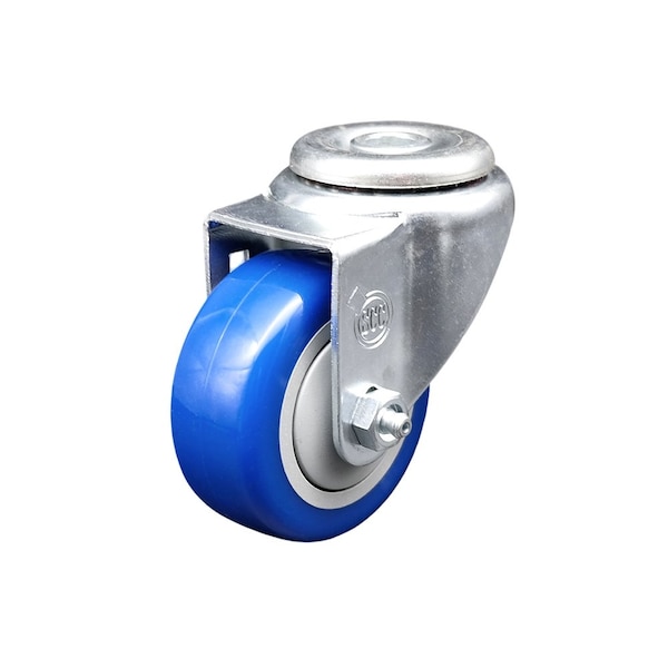 3'' Blue Polyurethane Creeper Swivel Bolt Hole Caster